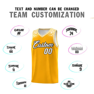 Custom Yellow White Personalized Indians Print Sets Sports Uniform Basketball Jersey