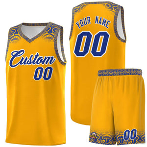 Custom Yellow Royal Personalized Indians Print Sets Sports Uniform Basketball Jersey