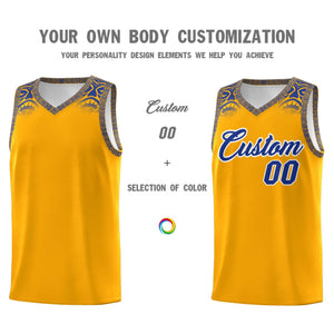 Custom Yellow Royal Personalized Indians Print Sets Sports Uniform Basketball Jersey