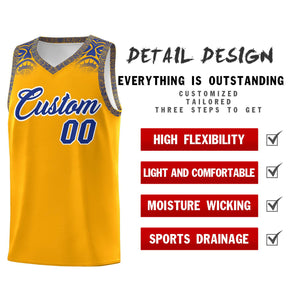 Custom Yellow Royal Personalized Indians Print Sets Sports Uniform Basketball Jersey