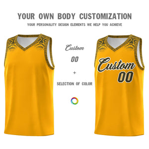 Custom Yellow Olive Personalized Indians Print Sets Sports Uniform Basketball Jersey