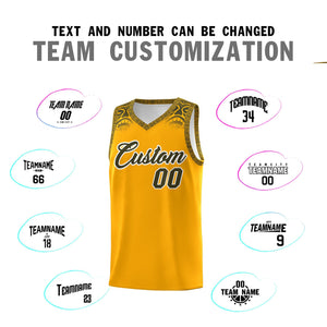 Custom Yellow Olive Personalized Indians Print Sets Sports Uniform Basketball Jersey