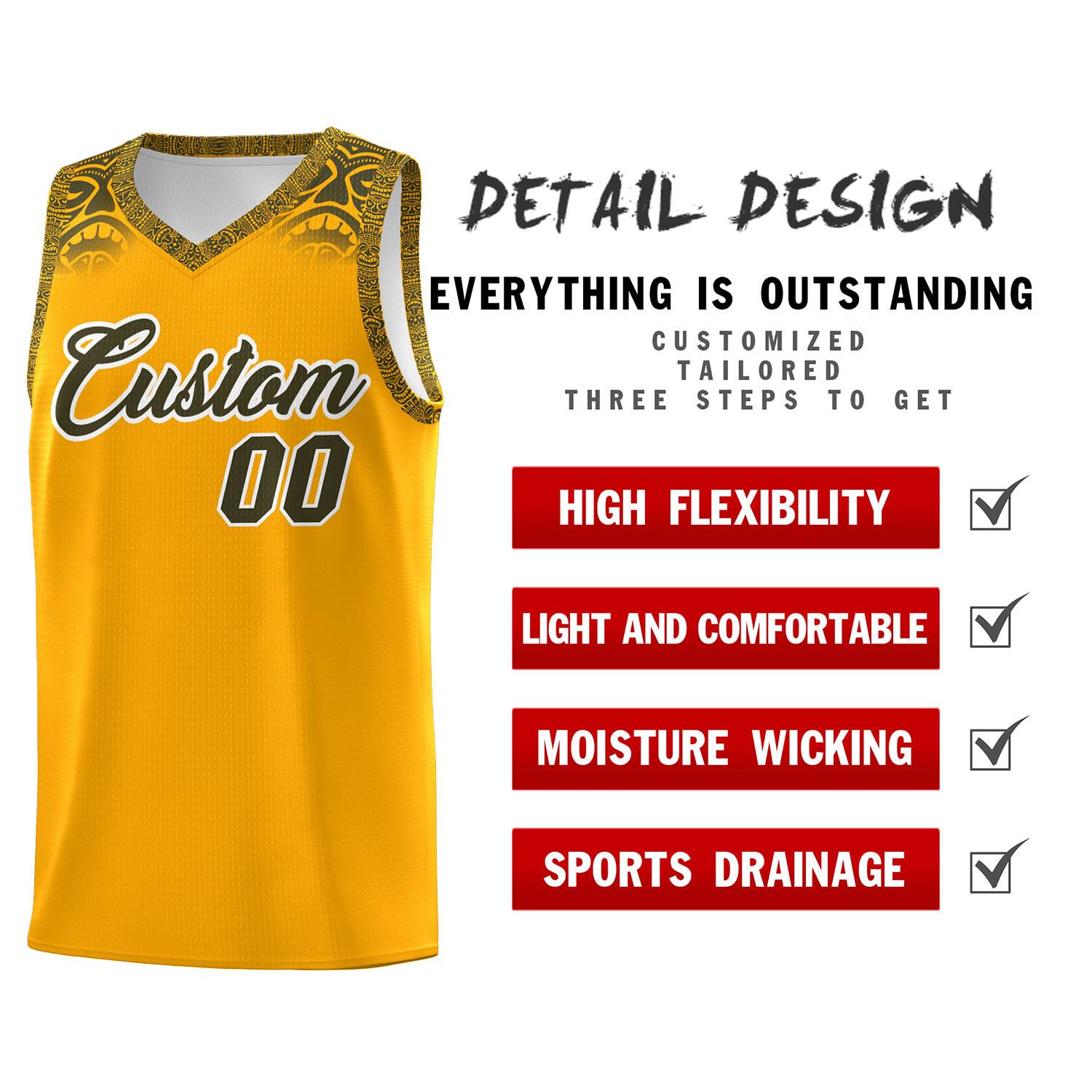 Custom Yellow Olive Personalized Indians Print Sets Sports Uniform Basketball Jersey