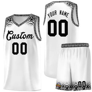 Custom White Black Personalized Indians Print Sets Sports Uniform Basketball Jersey