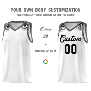 Custom White Black Personalized Indians Print Sets Sports Uniform Basketball Jersey