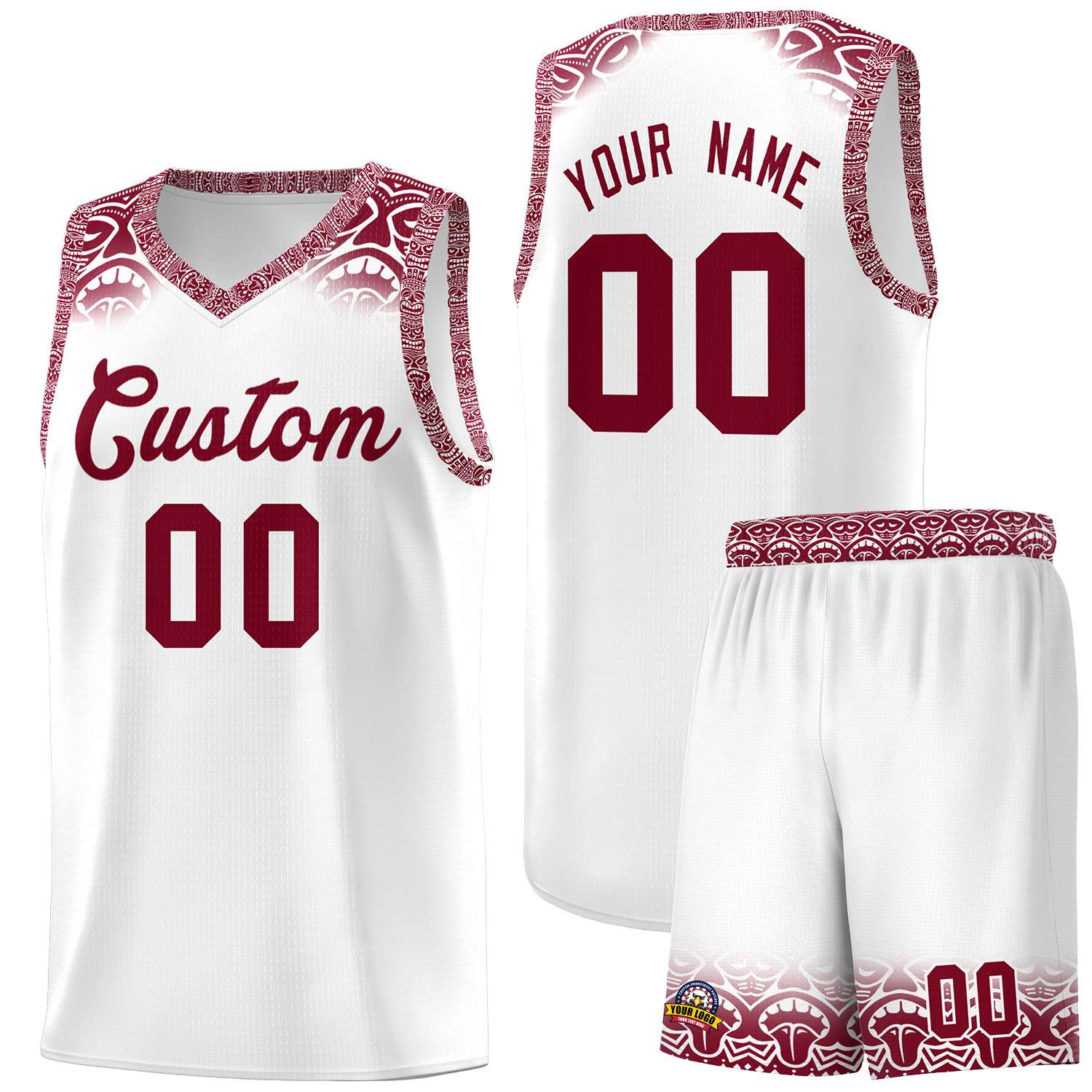 Custom White Crimson Personalized Indians Print Sets Sports Uniform Basketball Jersey