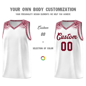 Custom White Crimson Personalized Indians Print Sets Sports Uniform Basketball Jersey