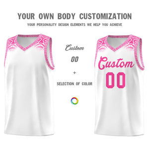 Custom White Pink Personalized Indians Print Sets Sports Uniform Basketball Jersey