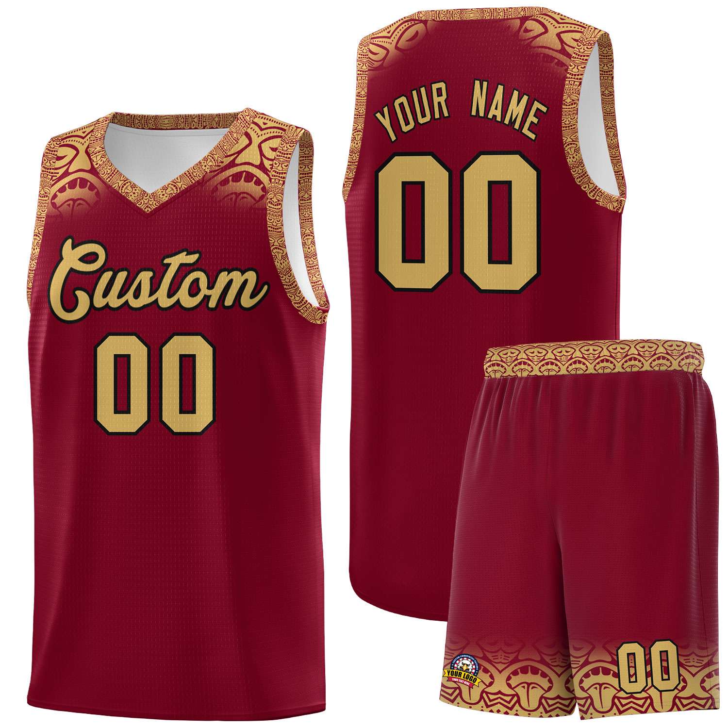 Custom Crimson Old Gold Personalized Indians Print Sets Sports Uniform Basketball Jersey