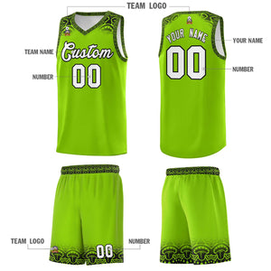 Custom Green Black Personalized Indians Print Sets Sports Uniform Basketball Jersey