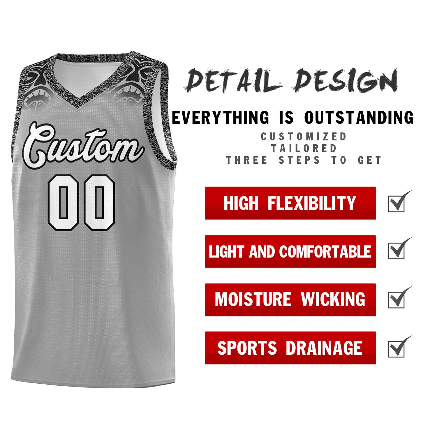 Custom Dark Gray Black Personalized Indians Print Sets Sports Uniform Basketball Jersey