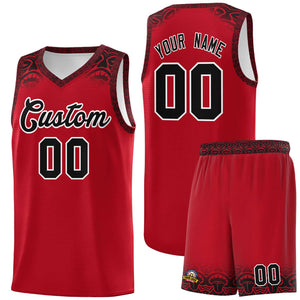 Custom Red Black Personalized Indians Print Sets Sports Uniform Basketball Jersey