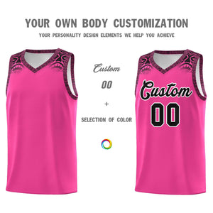 Custom Pink Black Personalized Indians Print Sets Sports Uniform Basketball Jersey