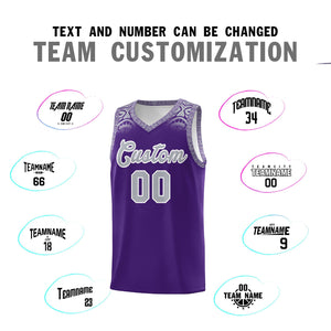 Custom Purple Gray Personalized Indians Print Sets Sports Uniform Basketball Jersey