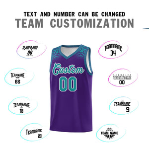 Custom Purple Aqua Personalized Indians Print Sets Sports Uniform Basketball Jersey