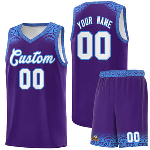 Custom Purple Powder Blue Personalized Indians Print Sets Sports Uniform Basketball Jersey