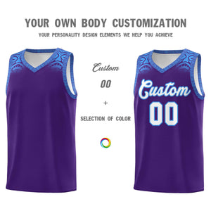 Custom Purple Powder Blue Personalized Indians Print Sets Sports Uniform Basketball Jersey