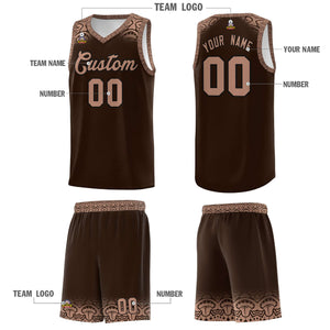 Custom Brown Teabrown Personalized Indians Print Sets Sports Uniform Basketball Jersey