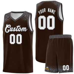 Custom Brown Dark Gray Personalized Indians Print Sets Sports Uniform Basketball Jersey