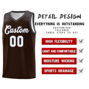 Custom Brown Dark Gray Personalized Indians Print Sets Sports Uniform Basketball Jersey