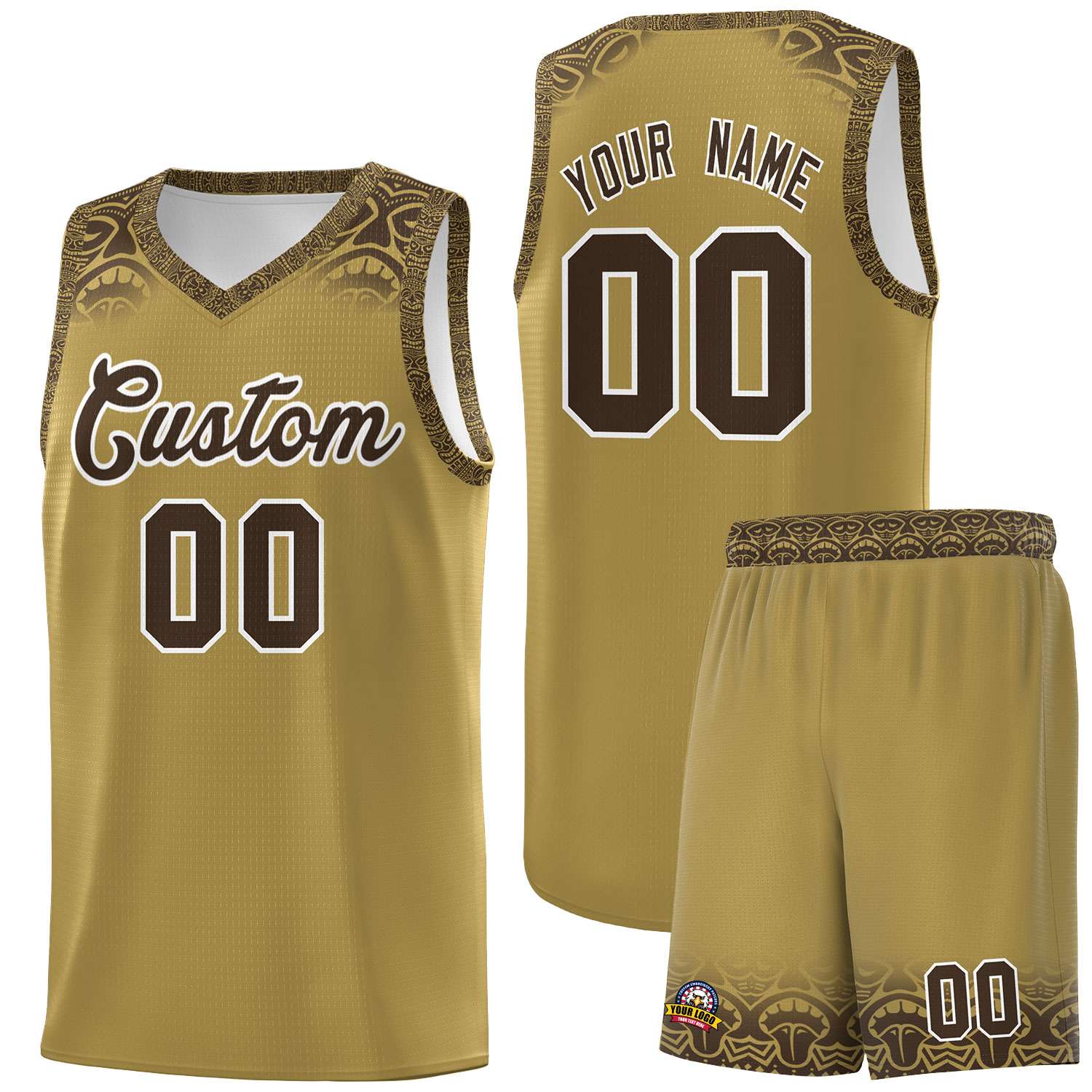 Custom Desert Yellow Brown Personalized Indians Print Sets Sports Uniform Basketball Jersey