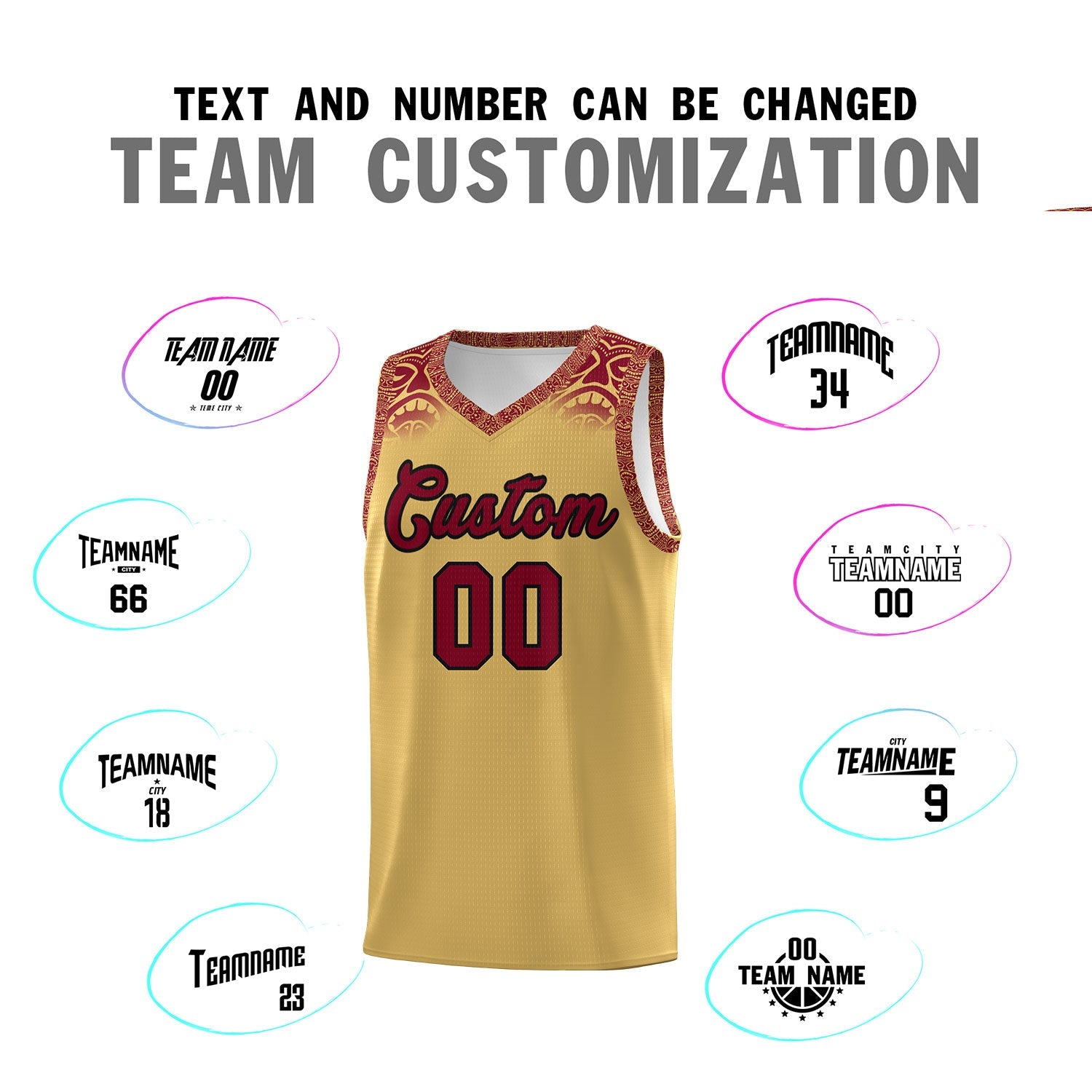 Custom Khaki Crimson Personalized Indians Print Sets Sports Uniform Basketball Jersey