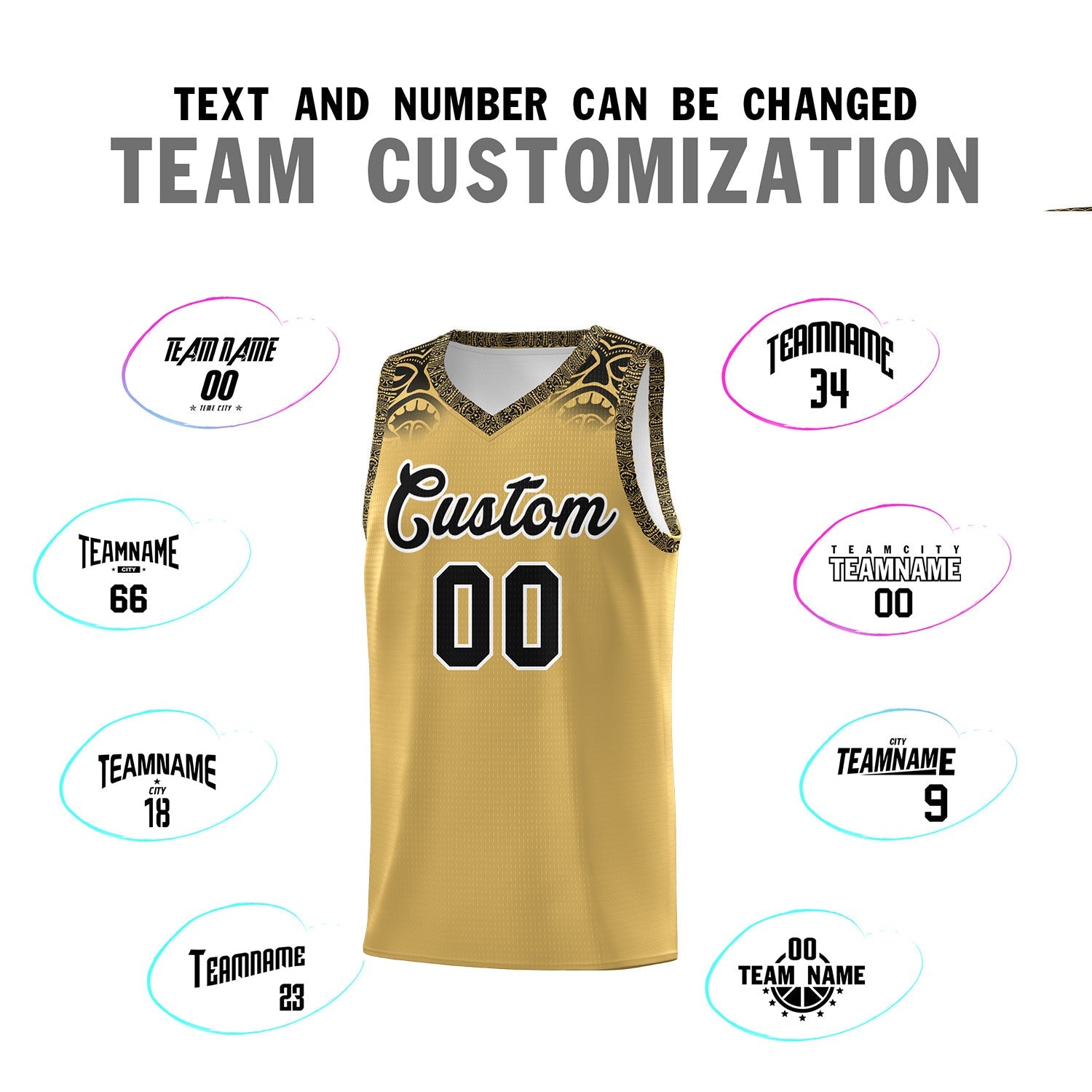 Custom Khaki Black Personalized Indians Print Sets Sports Uniform Basketball Jersey