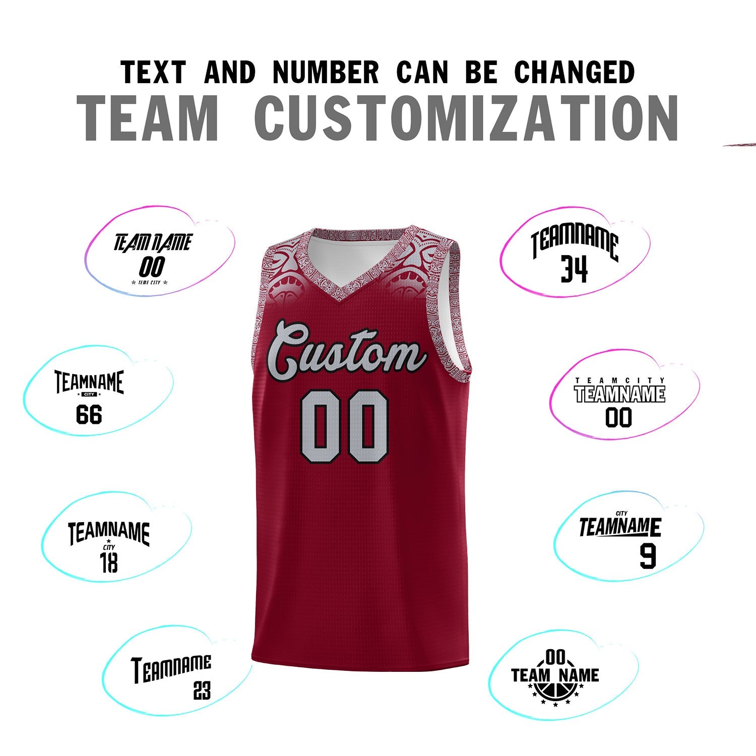 Custom Crimson Gray Personalized Indians Print Sets Sports Uniform Basketball Jersey