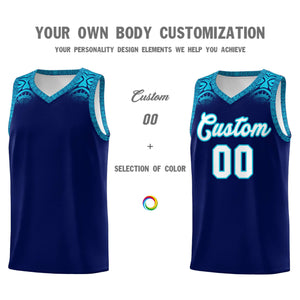 Custom Royal Sky Blue Personalized Indians Print Sets Sports Uniform Basketball Jersey