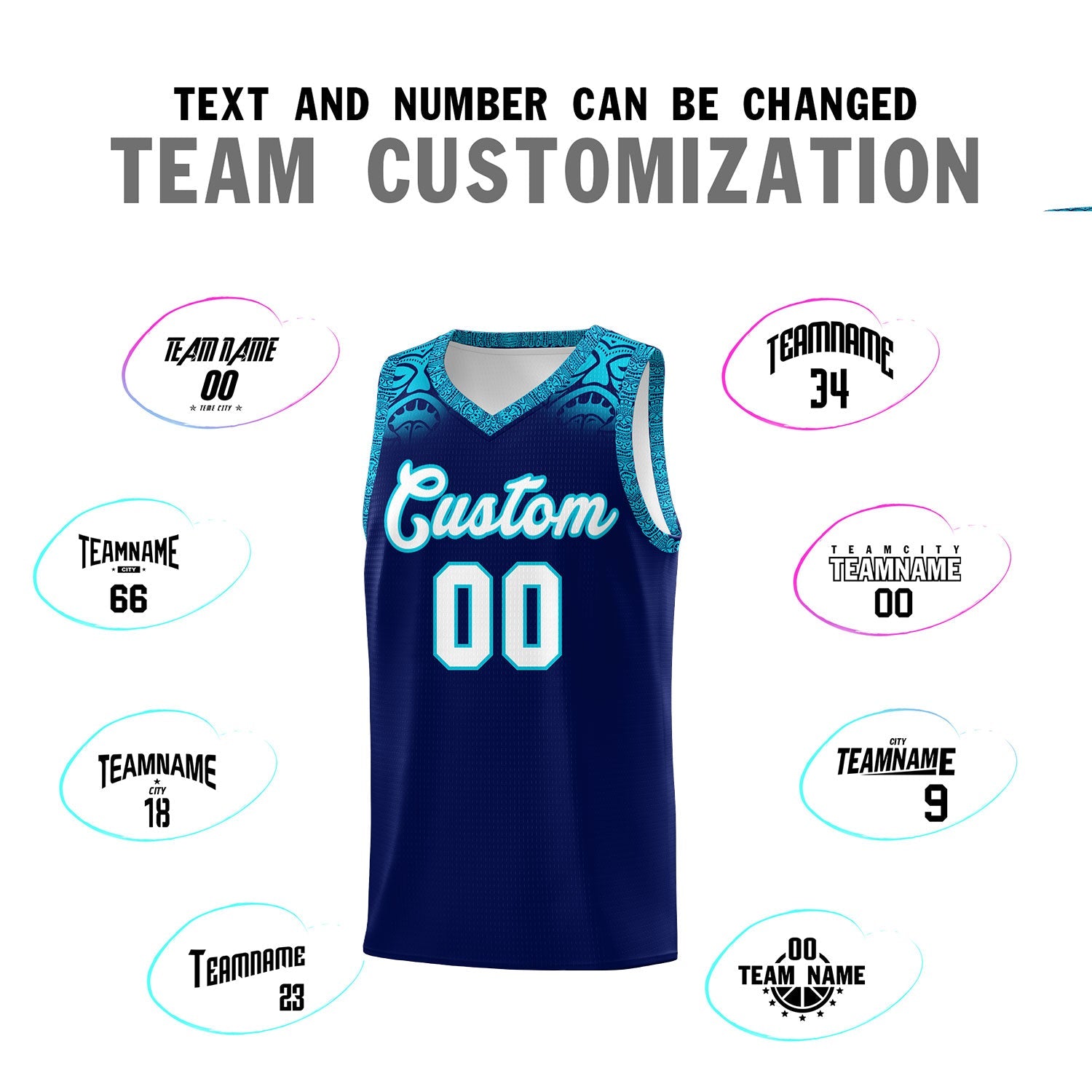 Custom Royal Sky Blue Personalized Indians Print Sets Sports Uniform Basketball Jersey