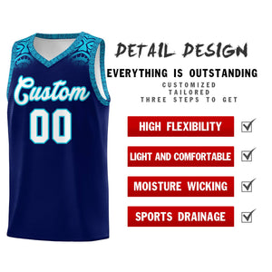 Custom Royal Sky Blue Personalized Indians Print Sets Sports Uniform Basketball Jersey