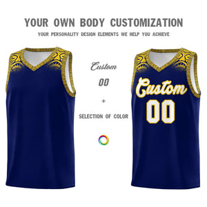 Custom Royal Gold Personalized Indians Print Sets Sports Uniform Basketball Jersey