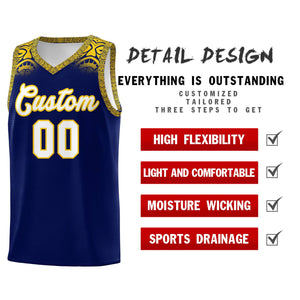 Custom Royal Gold Personalized Indians Print Sets Sports Uniform Basketball Jersey