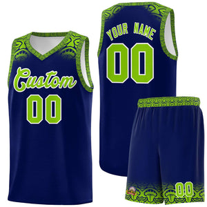 Custom Royal Neon Green Personalized Indians Print Sets Sports Uniform Basketball Jersey