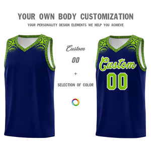 Custom Royal Neon Green Personalized Indians Print Sets Sports Uniform Basketball Jersey