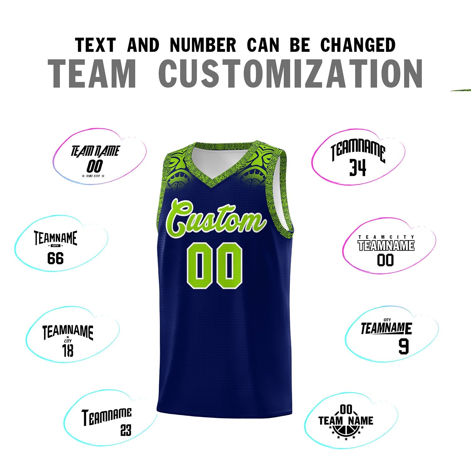 Custom Royal Neon Green Personalized Indians Print Sets Sports Uniform Basketball Jersey