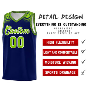 Custom Royal Neon Green Personalized Indians Print Sets Sports Uniform Basketball Jersey