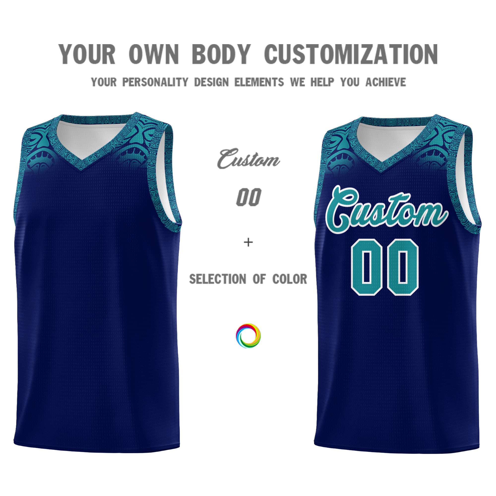 Custom Royal Aqua Personalized Indians Print Sets Sports Uniform Basketball Jersey