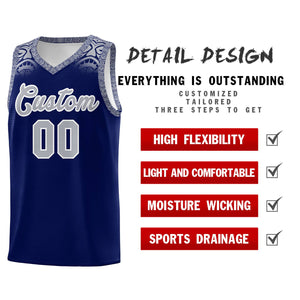 Custom Royal Gray Personalized Indians Print Sets Sports Uniform Basketball Jersey