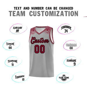 Custom Gray Crimson Personalized Indians Print Sets Sports Uniform Basketball Jersey