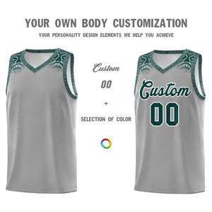 Custom Gray Midnight Green Personalized Indians Print Sets Sports Uniform Basketball Jersey