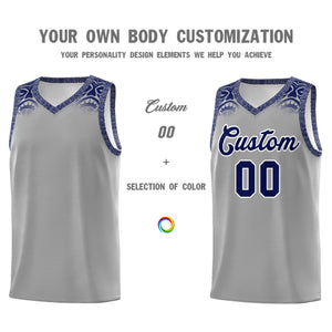 Custom Gray Royal Personalized Indians Print Sets Sports Uniform Basketball Jersey