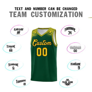 Custom Green Gold Personalized Indians Print Sets Sports Uniform Basketball Jersey