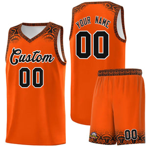 Custom Orange Black Personalized Indians Print Sets Sports Uniform Basketball Jersey