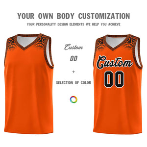 Custom Orange Black Personalized Indians Print Sets Sports Uniform Basketball Jersey