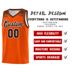 Custom Orange Black Personalized Indians Print Sets Sports Uniform Basketball Jersey