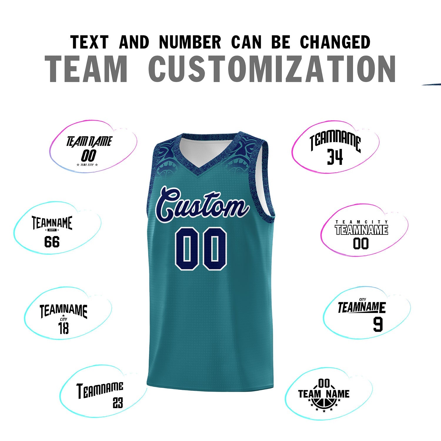 Custom Aqua Royal Personalized Indians Print Sets Sports Uniform Basketball Jersey