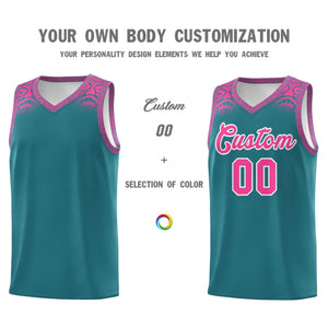 Custom Aqua Pink Personalized Indians Print Sets Sports Uniform Basketball Jersey