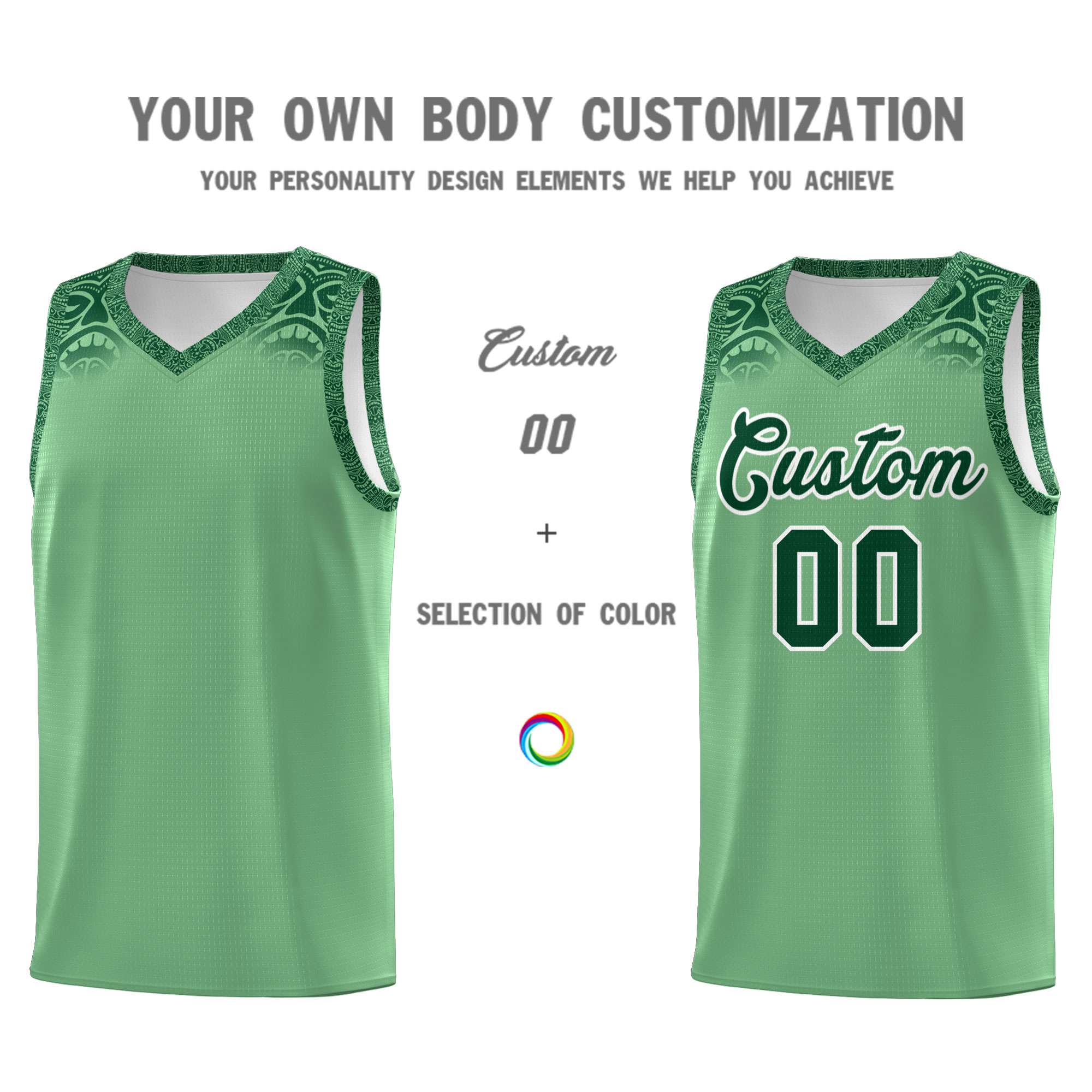 Custom Green Green Personalized Indians Print Sets Sports Uniform Basketball Jersey