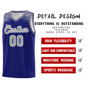 Custom Royal Gray Personalized Indians Print Sets Sports Uniform Basketball Jersey